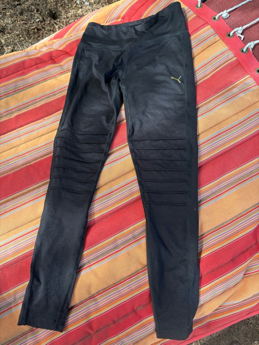 Puma Black Moto-Panel Jeggings with Gold Puma Logo